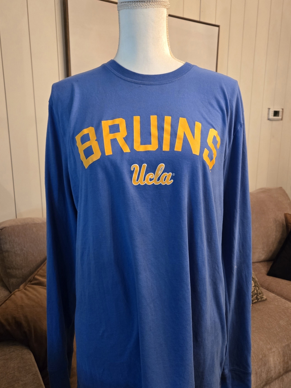Champion Long-Sleeve Crewneck Shirt - Blue with Gold Script